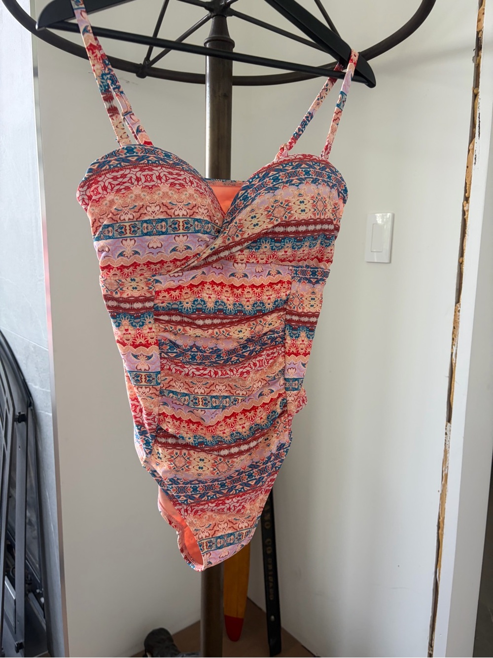 George Coral Pink Multi-Stripe One-Piece Swimsuit